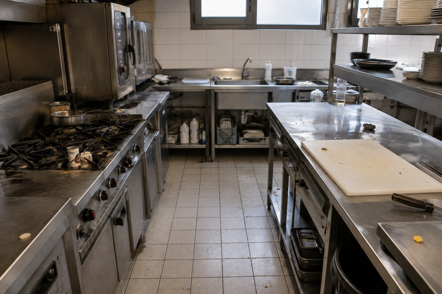 Avant nettoyage cuisine professionnelle