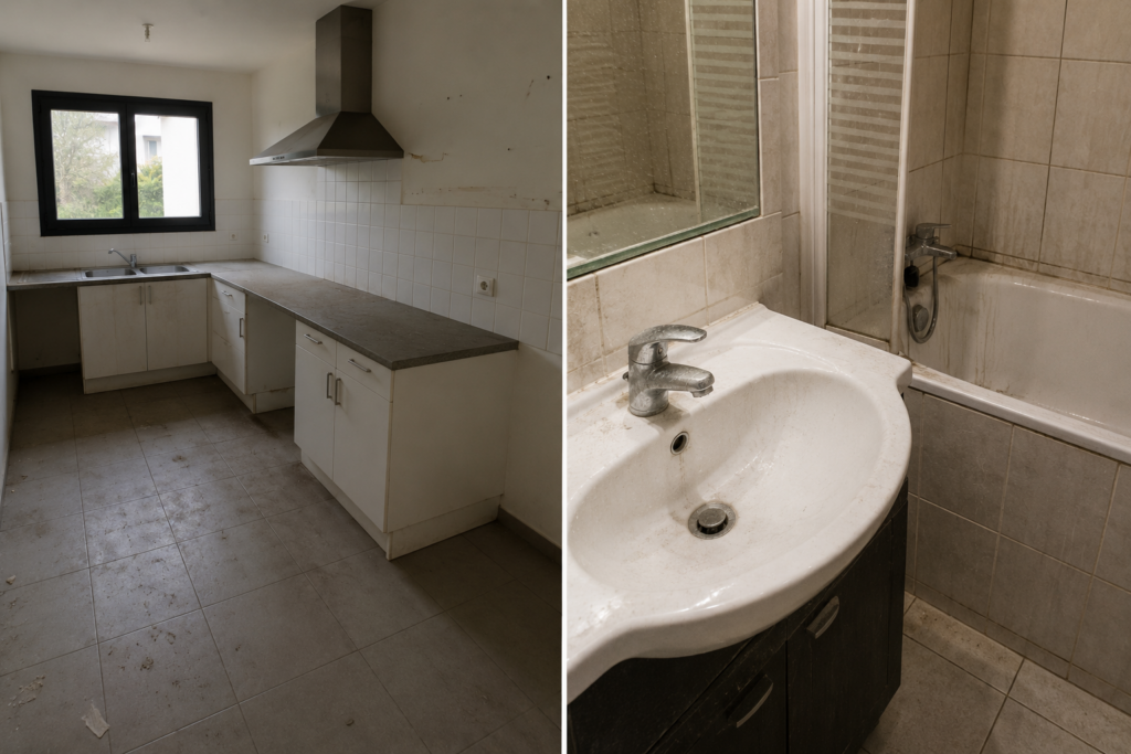 Avant nettoyage fin de bail cuisine et salle de bain